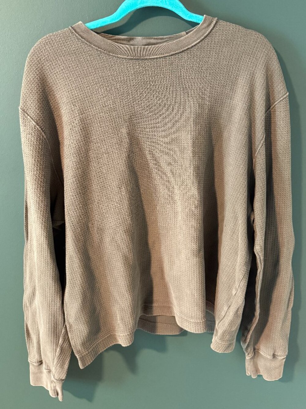 Large Abercrombie & Fitch crop fit waffle-knit shirt in dark grey